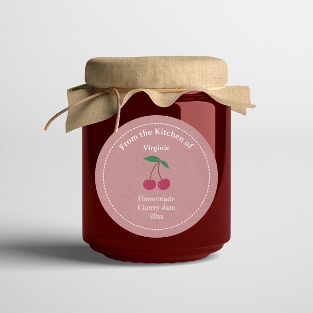 Adesivo Rótulo Rustic Cherry Jam Sticker (Rustic Cherry Jam Label Sticker)