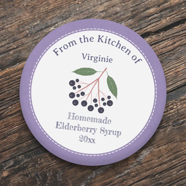 Adesivo Rótulo Rustic Elderberry Syrup Sticker (Rustic Elderberry Syrup Label Sticker)
