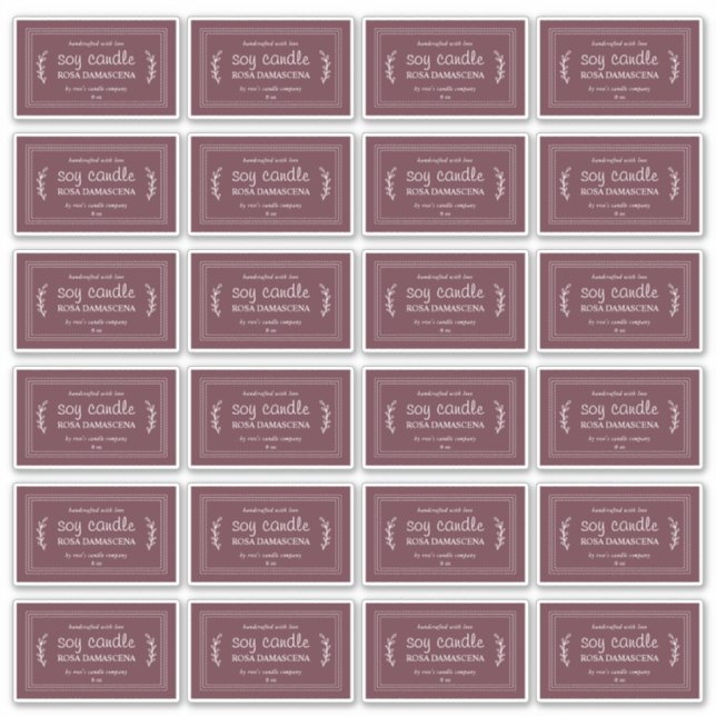 Adesivo Rótulo Rustic Homemade Soy Candle Labels 24x Burgu (Frente)