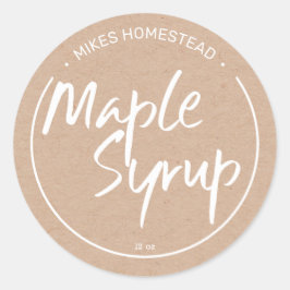 Adesivo Rótulo Rustic Maple Syrup White Kraft