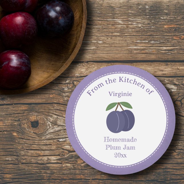 Adesivo Rótulo Rustic Plum Jam Sticker (Rustic Plum Jam Label Sticker)