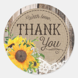 Adesivo Rótulo Rustic Sunflower Obrigado