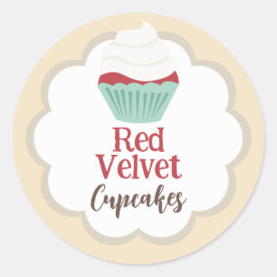 Adesivo Rótulo Scallop do Cupcake Red Velvet