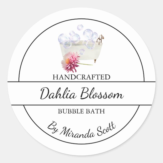 Adesivo Rótulo Simples de Bath Dahlia Bubble (Frente)