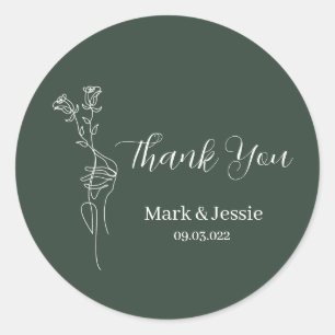 Adesivo Rótulo Simples de Casamento ROE Dusky Verde e Bran