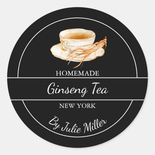 Adesivo Rótulo Simples de Chá Ginseng Homemade (Frente)