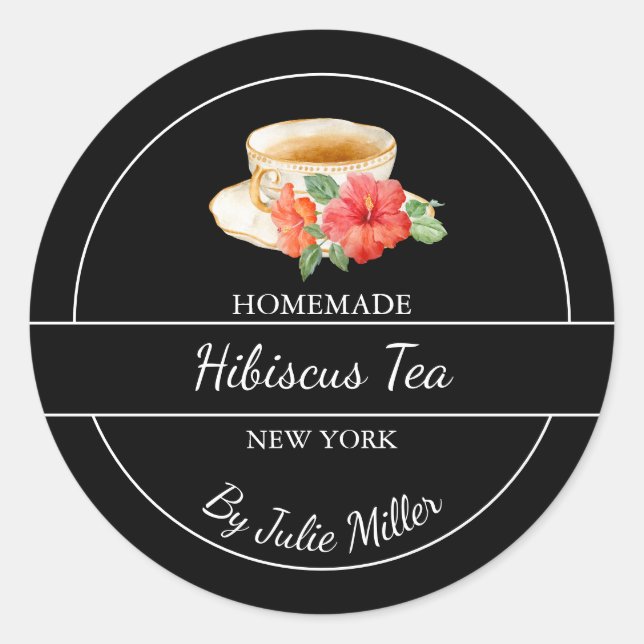 Adesivo Rótulo Simples de Chá Hibiscus Homemade (Frente)