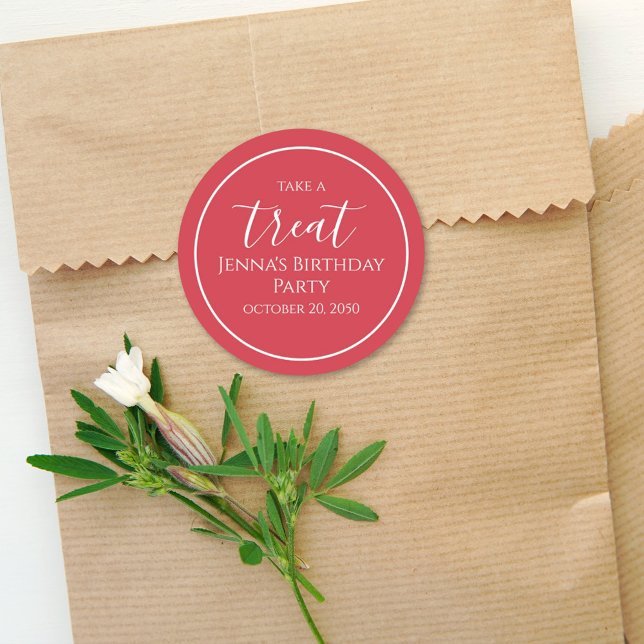 Adesivo Rótulo Simples de Festa de Caligrafia Vermelha (Criador carregado)