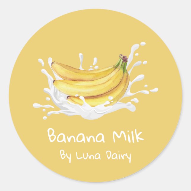 Adesivo Rótulo Simples de Leite de Banana Fofo (Frente)