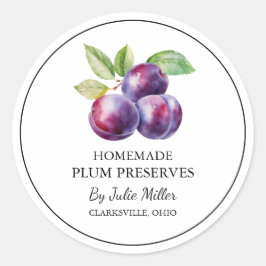 Adesivo Rótulo Simples de Preservação de Plum Homemade