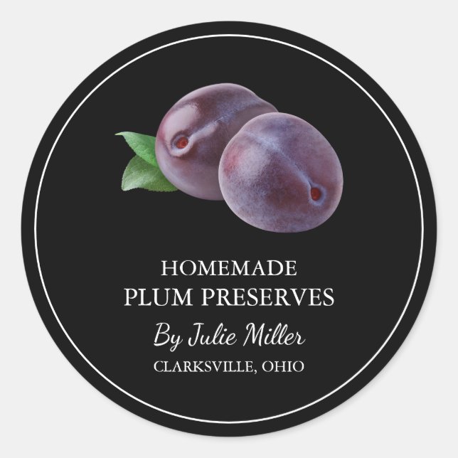 Adesivo Rótulo Simples de Preservação de Plum Homemade (Frente)