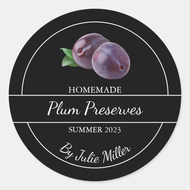 Adesivo Rótulo Simples de Preservação de Plum Homemade (Frente)