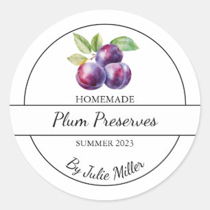 Adesivo Rótulo Simples de Preservação de Plum Homemade
