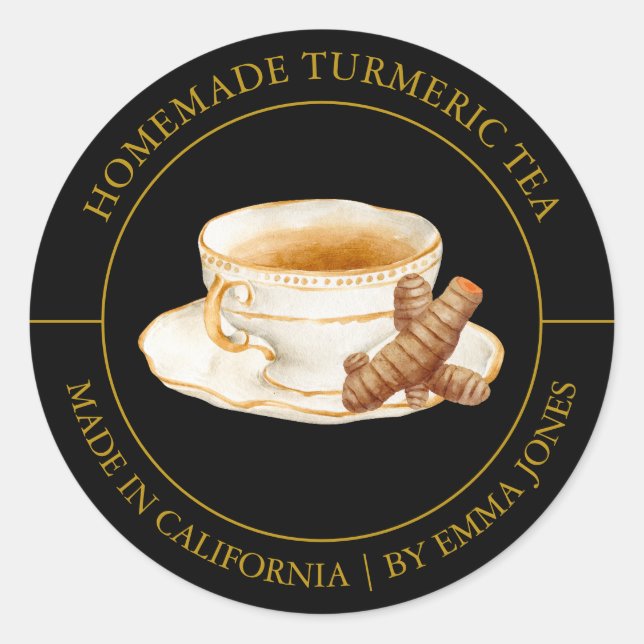 Adesivo Rótulo Turmeric Tea Modern (Frente)