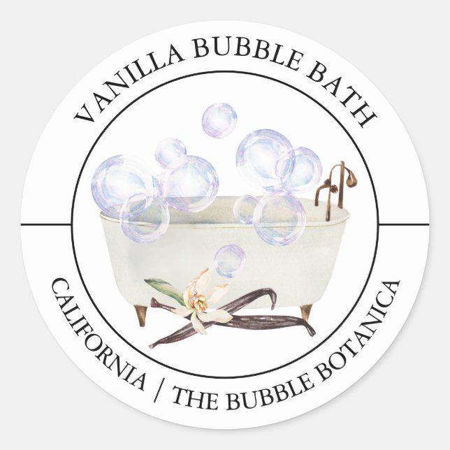 Adesivo Rótulo Vanilla Bubble Bath (Frente)