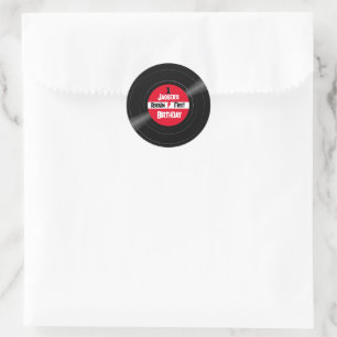 Adesivo Rótulo Vermelho do Registro de Vinilo de Aniversár