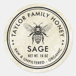 Adesivo Rótulo vintage de mel de salva com abelha melífera