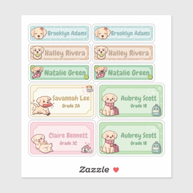 Adesivo Rótulos com Nome de Labrador Chibi (Folha)
