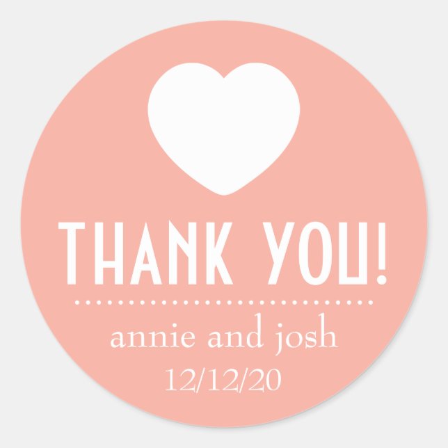 Adesivo Rótulos de Agradecimentos Cardíacos (Peach) (Frente)