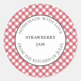 Adesivo Rótulos de alimentos e potes xadrez vermelhos para