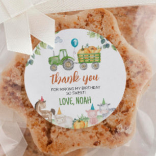 Adesivo Rótulos de Aniversário de Animais da Fazenda de Tr