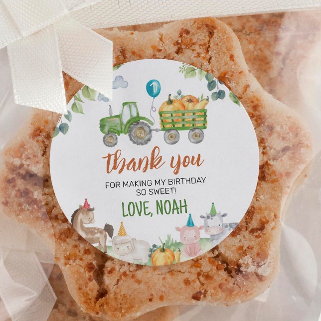 Adesivo Rótulos de Aniversário de Animais da Fazenda de Tr (Criador carregado)