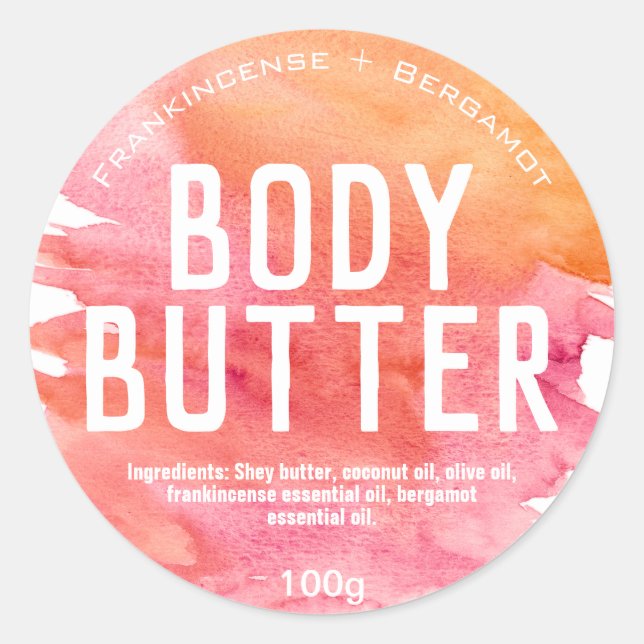 Adesivo Rótulos de Aquarela Rosa e Laranja (Frente)