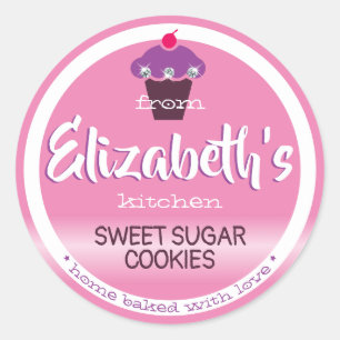 Adesivo Rótulos de Baking de Cupcake Gelado e Rosa