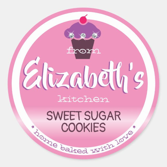 Adesivo Rótulos de Baking de Cupcake Gelado e Rosa (Frente)