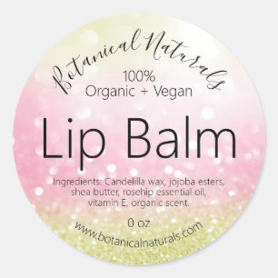 Adesivo Rótulos de Balas de Lip Dourado, Rosa-Cinza-Bokeh