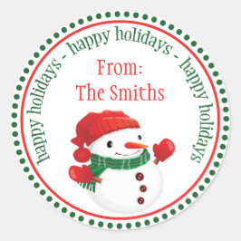 Adesivo Rótulos de Círculo de Neve Feliz