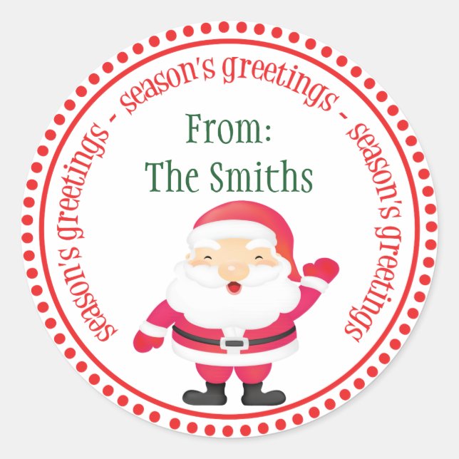 Adesivo Rótulos de Círculo de Ponto Feliz de Papai Noel (Frente)