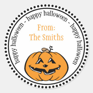 Adesivo Rótulos de Círculo de Pota de Abóbora Feliz Hallow