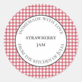 Adesivo Rótulos de comida e jarra em gingão vermelho para 