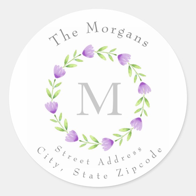 Adesivo Rótulos de Corda Solar da Flor em Água Púrpura (Frente)