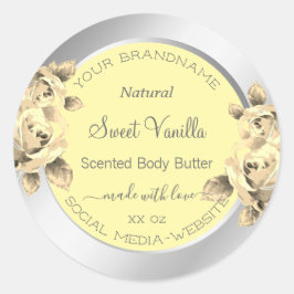 Adesivo Rótulos de embalagem do produto Floral Amarelo Ros