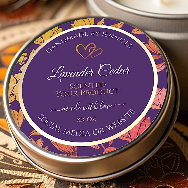 Adesivo Rótulos de Encapsulamento de Produtos Florais Roxo (Criador carregado)