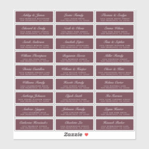 Adesivo Rótulos de Endereço Convidado do Burgundy do Scrip