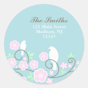 Adesivo Rótulos de endereço de aves e flores