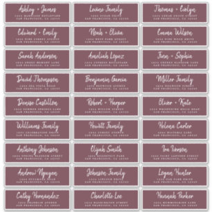 Adesivo Rótulos de Endereço de Convidado Burgundy para S