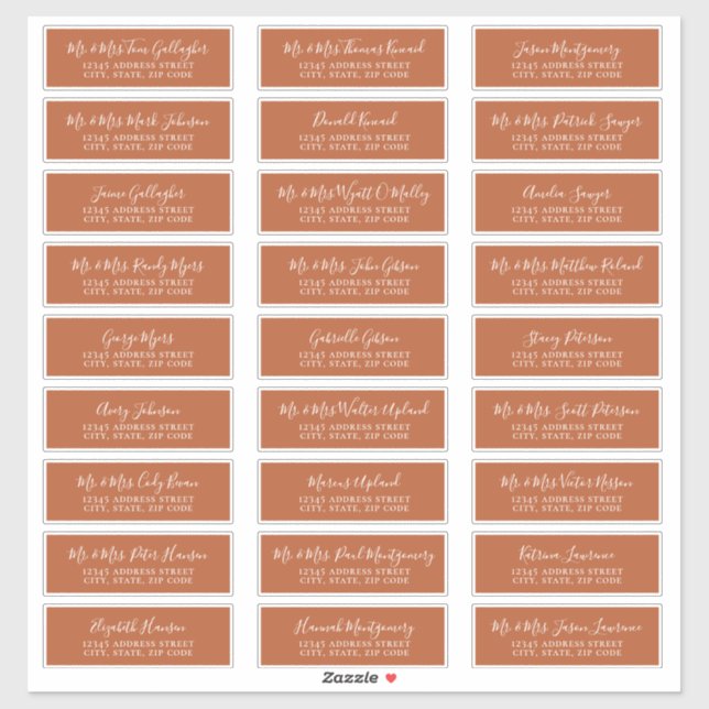 Adesivo Rótulos de Endereço de Convidado Chic Script Laran (Folha)