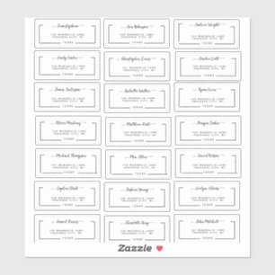 Adesivo Rótulos de Endereço de Convidado de Casamento em L
