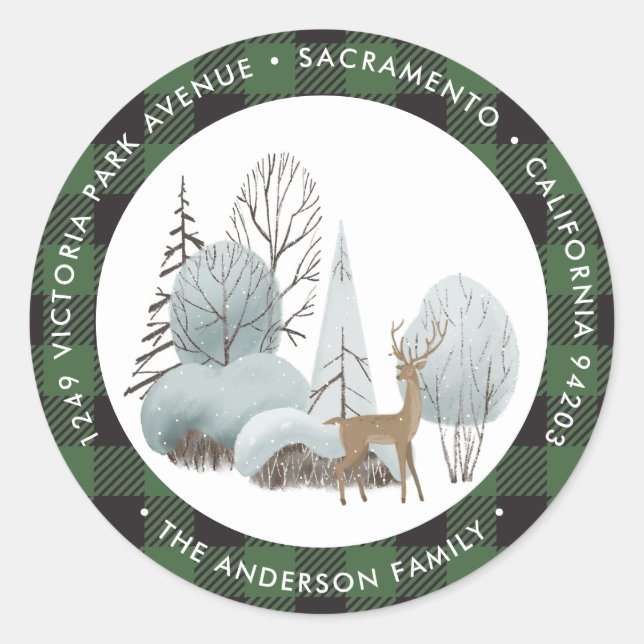 Adesivo Rótulos de Endereço de Regresso de Natal para Rein (Frente)