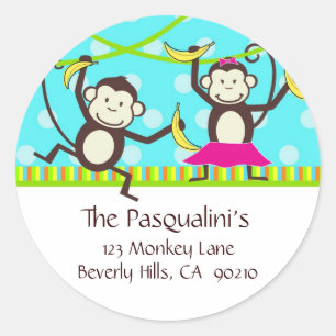 Adesivo Rótulos de Endereço dos Macacos