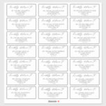 Adesivo Rótulos de Endereços Convidado de Casamento de Scr<br><div class="desc">Faça seu convite de casamento com essas etiquetas de endereço de convidado elegantes do roteiro de caligrafia. Estas etiquetas apresentam uma fonte serif simples e limpa com um sotaque de escrita manual, criando um aspecto romântico e sofisticado. Essas etiquetas versáteis são perfeitas para endereçar não apenas convites de casamento, mas...</div>
