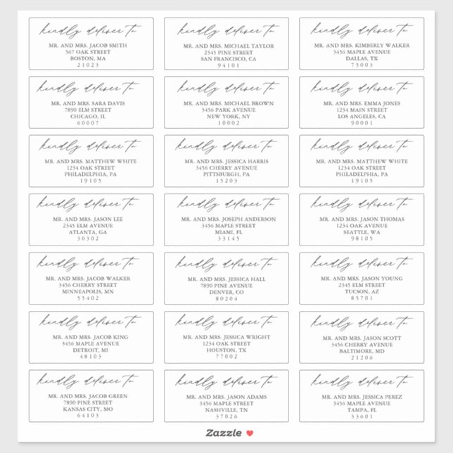 Adesivo Rótulos de Endereços Convidado de Casamento de Scr (Folha)