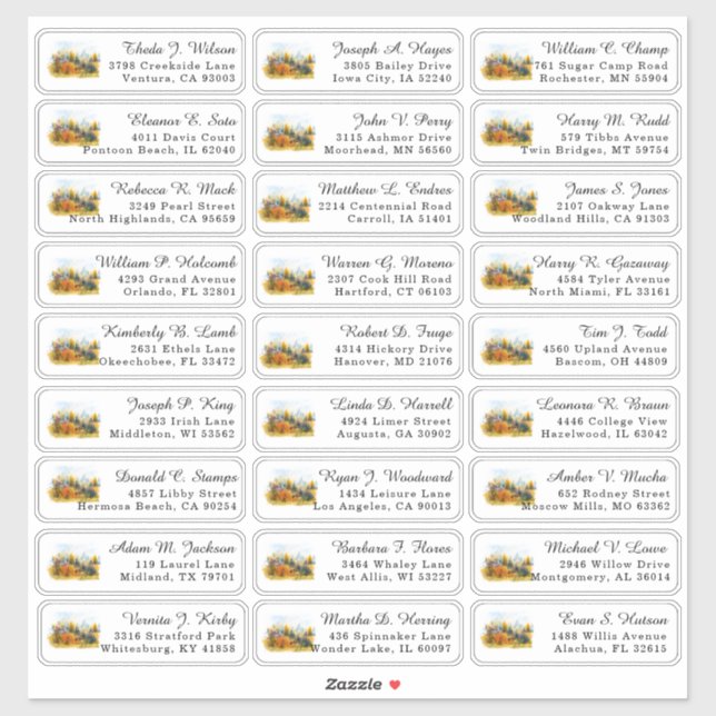 Adesivo Rótulos de Endereços Convidados para Casamento de  (Folha)