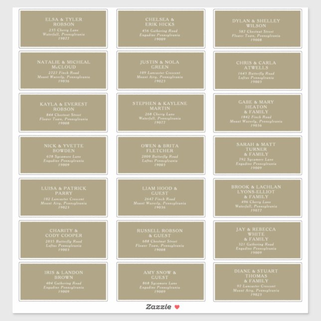 Adesivo Rótulos de Endereços de Convidado para Tipografia  (Folha)