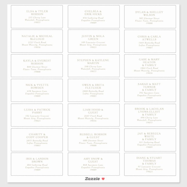 Adesivo Rótulos de Endereços de Convidado para Tipografia  (Folha)