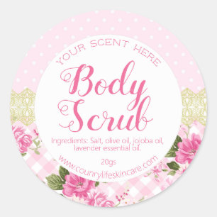 Adesivo Rótulos de esfregaço cor-de-rosa de Rosa Lace Co